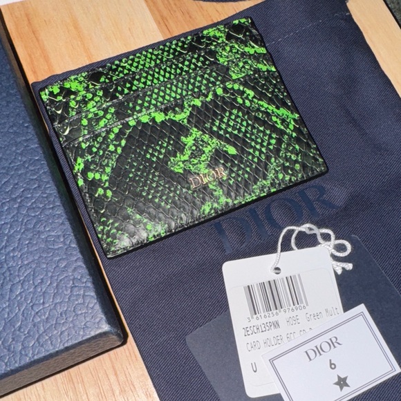 Dior Neon Green and Black Snake skin Card Holder cactus jack limited edition - Picture 1 of 6